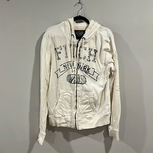 Vintage Abercrombie & Fitch Zipper Hoodie White XL 100% Cotton